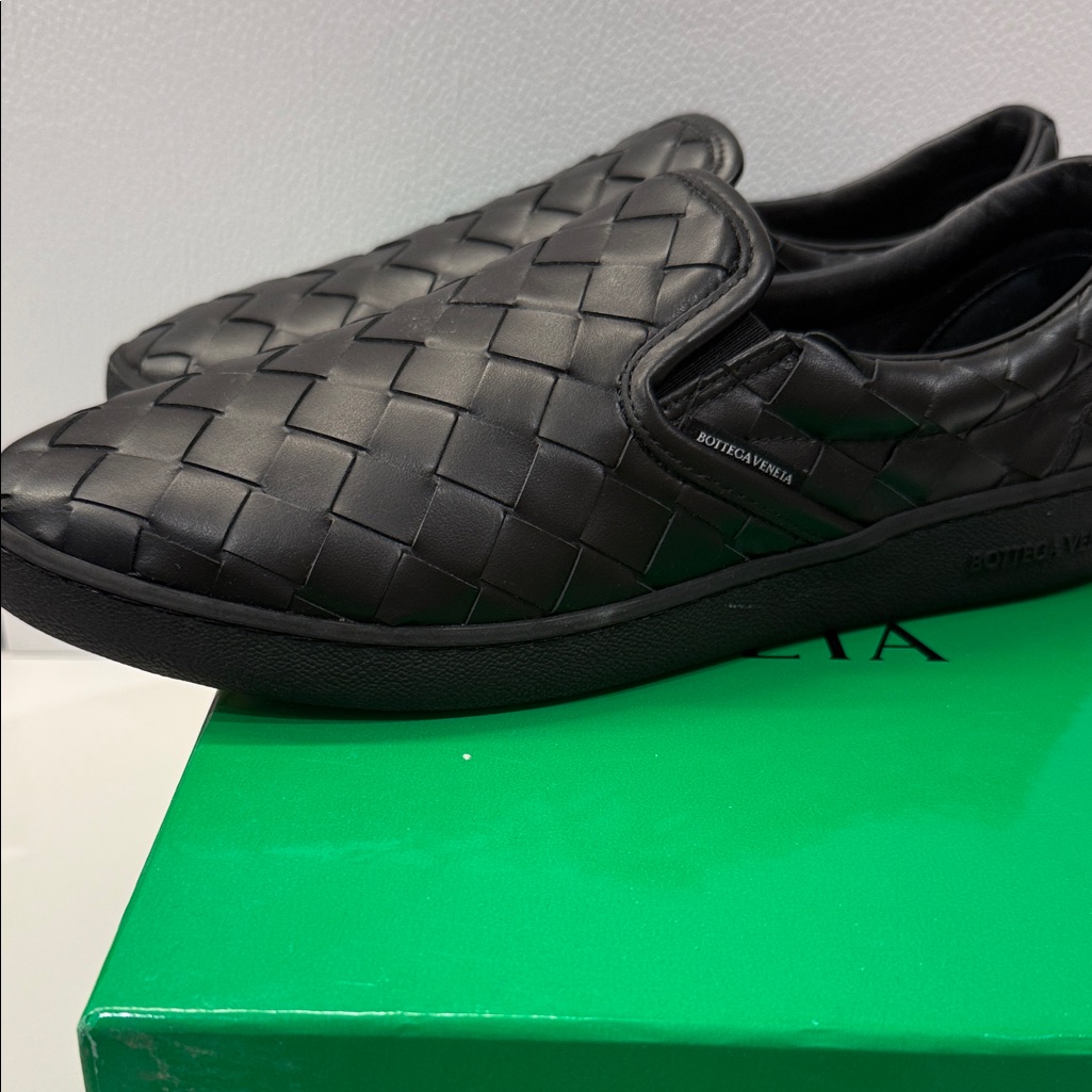 Bottega Veneta Mens Black Woven Loafers Bottega Veneta Mens Black Woven Loafers